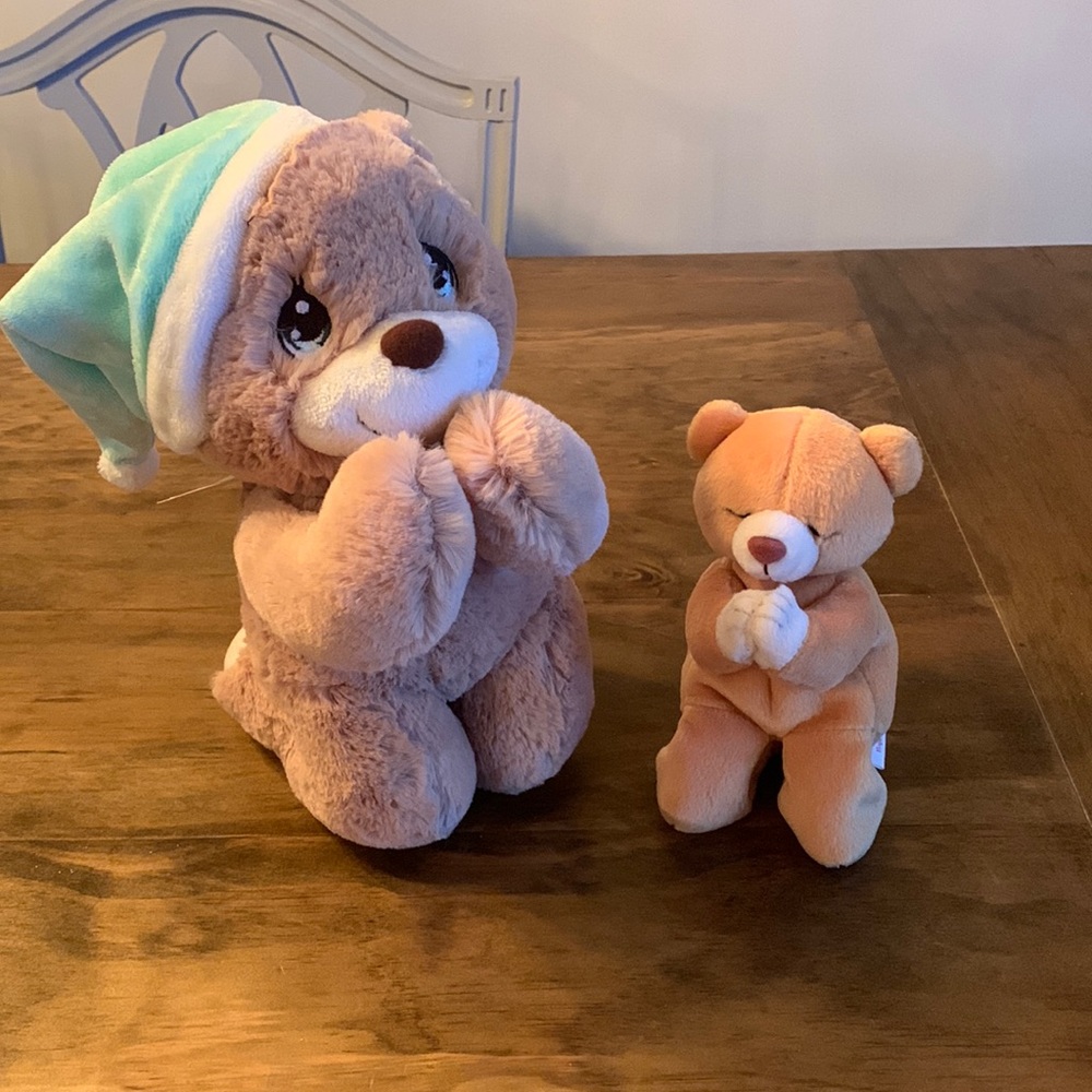 Praying Bears- Precious Moments Charlie Bear (prays aloud) & beanie bear